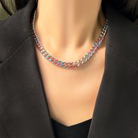 Fashion Color Block Titanium Steel Enamel Chain Jewelry Set 1 Piece sku image 1
