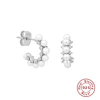 Mode Géométrique Argent Sterling Placage Perles Artificielles Zircon Des Boucles D'oreilles 1 Paire main image 3