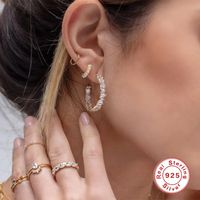 Mode Géométrique Argent Sterling Placage Perles Artificielles Zircon Des Boucles D'oreilles 1 Paire main image 2