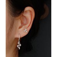 Fashion Shamrock Sterling Silver Inlay Zircon Ear Studs 1 Pair main image 5