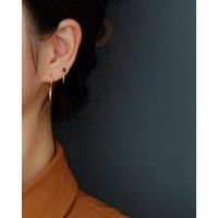 Style Simple Géométrique Argent Sterling Placage Zircon Boucles D'oreilles 1 Paire main image 2