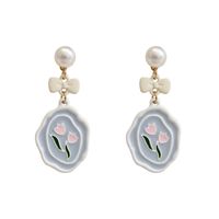 1 Pair Fashion Flower Alloy Plating Inlay Pearl Women's Drop Earrings main image 2