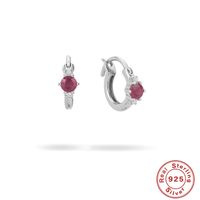 Simple Style Round Sterling Silver Inlay Zircon Earrings 1 Pair sku image 2