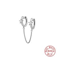 Fashion Solid Color Sterling Silver Inlay Zircon Earrings 1 Piece sku image 2