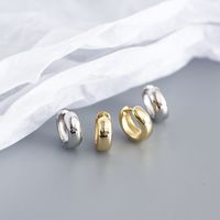 Fashion Round Sterling Silver Polishing Metal Earrings 1 Pair main image 5