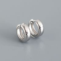 Fashion Round Sterling Silver Polishing Metal Earrings 1 Pair sku image 1