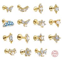 Fashion Butterfly Sterling Silver Inlay Artificial Diamond Ear Studs 1 Piece main image 6