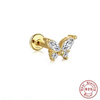 Fashion Butterfly Sterling Silver Inlay Artificial Diamond Ear Studs 1 Piece sku image 9