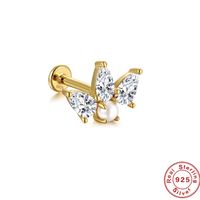 Fashion Butterfly Sterling Silver Inlay Artificial Diamond Ear Studs 1 Piece sku image 14