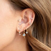 1 Pair Simple Style Flower Plating Copper Zircon Earrings main image 4