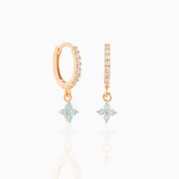 1 Pair Simple Style Flower Plating Copper Zircon Earrings sku image 3