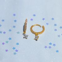 1 Pair Simple Style Flower Plating Copper Zircon Earrings main image 1