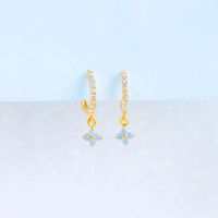 1 Pair Simple Style Flower Plating Copper Zircon Earrings main image 6