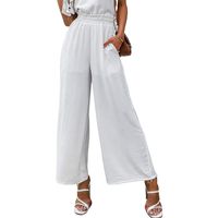 Women's Holiday Daily Beach Simple Style Solid Color Full Length Pleated Casual Pants Wide Leg Pants main image 5