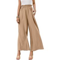 Women's Holiday Daily Beach Simple Style Solid Color Full Length Pleated Casual Pants Wide Leg Pants main image 3