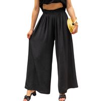 Women's Holiday Daily Beach Simple Style Solid Color Full Length Pleated Casual Pants Wide Leg Pants main image 2