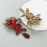 Luxurious Flower Alloy Plating Rhinestones Glass Women's Brooches 1 Piece main image 7