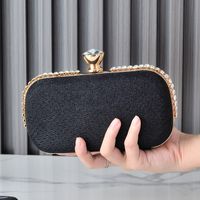 Weiß Schwarz Rosa Polyester Einfarbig Kette Oval Tasche Clutch main image 4