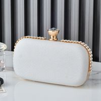 Weiß Schwarz Rosa Polyester Einfarbig Kette Oval Tasche Clutch sku image 1