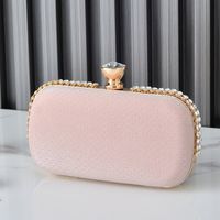 Weiß Schwarz Rosa Polyester Einfarbig Kette Oval Tasche Clutch sku image 3