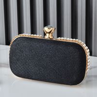 Weiß Schwarz Rosa Polyester Einfarbig Kette Oval Tasche Clutch sku image 2