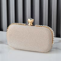 Weiß Schwarz Rosa Polyester Einfarbig Kette Oval Tasche Clutch sku image 4