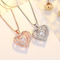 Lady Heart Shape Copper Plating Inlay Zircon Pendant Necklace 1 Piece main image 1