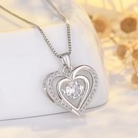 Lady Heart Shape Copper Plating Inlay Zircon Pendant Necklace 1 Piece main image 4