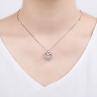 Lady Heart Shape Copper Plating Inlay Zircon Pendant Necklace 1 Piece main image 6