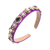 Baroque Style Geometric Cloth Inlay Artificial Pearls Glass Hair Band 1 Piece sku image 2