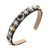 Baroque Style Geometric Cloth Inlay Artificial Pearls Glass Hair Band 1 Piece sku image 4