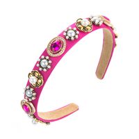 Baroque Style Geometric Cloth Inlay Artificial Pearls Glass Hair Band 1 Piece sku image 1