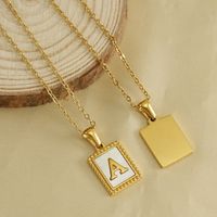 Fashion Letter Titanium Steel Inlay Shell Pendant Necklace 1 Piece main image 4