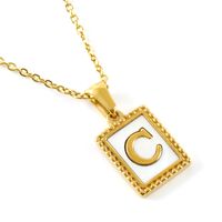 Fashion Letter Titanium Steel Inlay Shell Pendant Necklace 1 Piece sku image 3