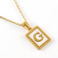 Fashion Letter Titanium Steel Inlay Shell Pendant Necklace 1 Piece sku image 7