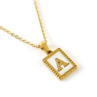 Fashion Letter Titanium Steel Inlay Shell Pendant Necklace 1 Piece sku image 1