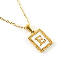 Fashion Letter Titanium Steel Inlay Shell Pendant Necklace 1 Piece sku image 5