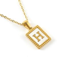Fashion Letter Titanium Steel Inlay Shell Pendant Necklace 1 Piece sku image 8
