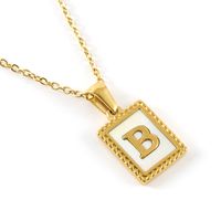 Fashion Letter Titanium Steel Inlay Shell Pendant Necklace 1 Piece sku image 2