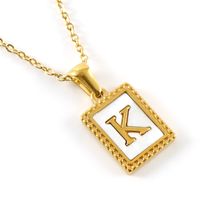 Fashion Letter Titanium Steel Inlay Shell Pendant Necklace 1 Piece sku image 11