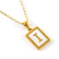 Fashion Letter Titanium Steel Inlay Shell Pendant Necklace 1 Piece sku image 9