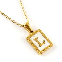 Fashion Letter Titanium Steel Inlay Shell Pendant Necklace 1 Piece sku image 12