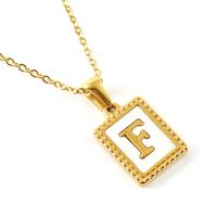 Fashion Letter Titanium Steel Inlay Shell Pendant Necklace 1 Piece sku image 6