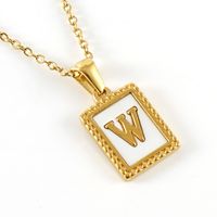 Fashion Letter Titanium Steel Inlay Shell Pendant Necklace 1 Piece sku image 23