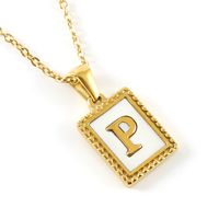 Fashion Letter Titanium Steel Inlay Shell Pendant Necklace 1 Piece sku image 16