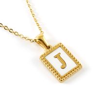 Fashion Letter Titanium Steel Inlay Shell Pendant Necklace 1 Piece sku image 10