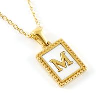 Fashion Letter Titanium Steel Inlay Shell Pendant Necklace 1 Piece sku image 13