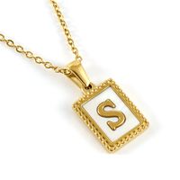Fashion Letter Titanium Steel Inlay Shell Pendant Necklace 1 Piece sku image 19