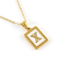 Fashion Letter Titanium Steel Inlay Shell Pendant Necklace 1 Piece sku image 24