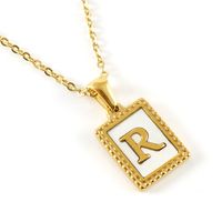 Fashion Letter Titanium Steel Inlay Shell Pendant Necklace 1 Piece sku image 18